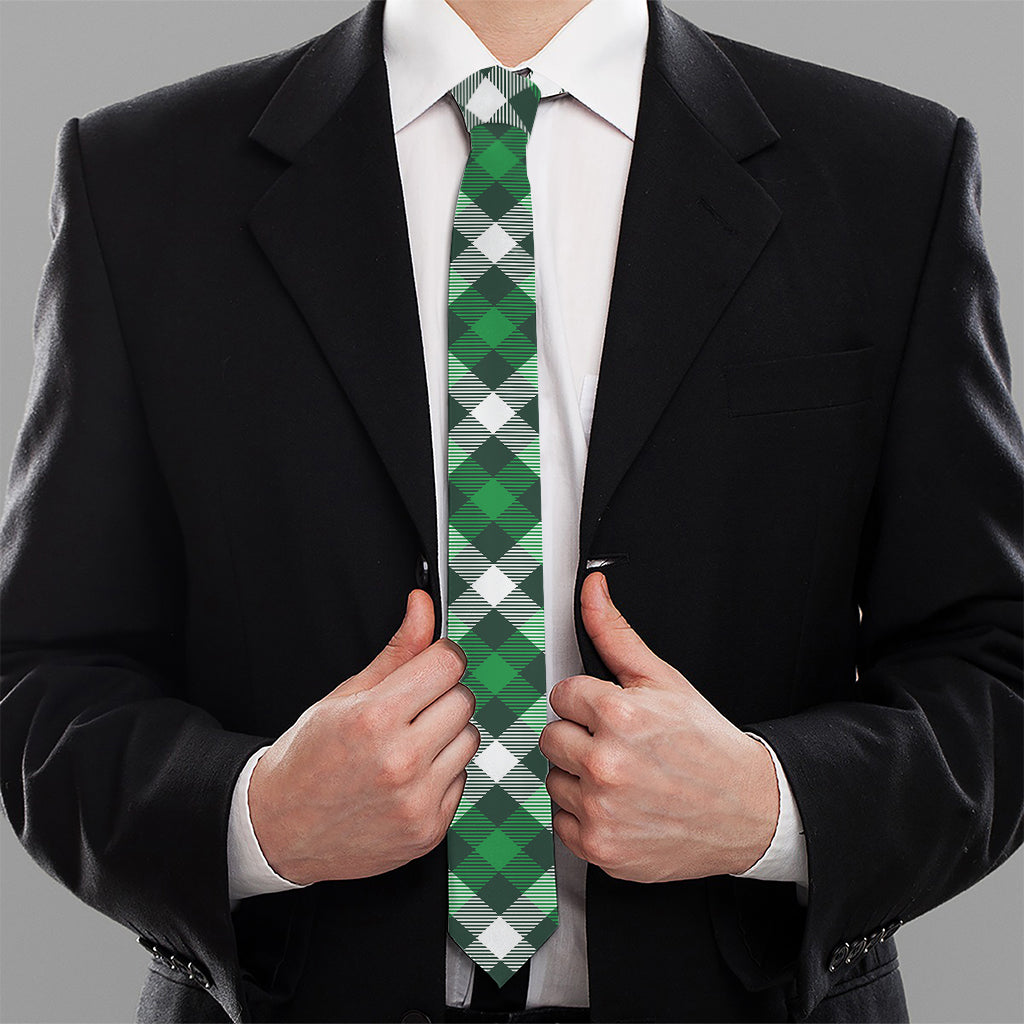 Saint Patrick's Day Plaid Pattern Print Necktie