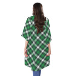 Saint Patrick's Day Plaid Pattern Print Open Front Beach Cover Up