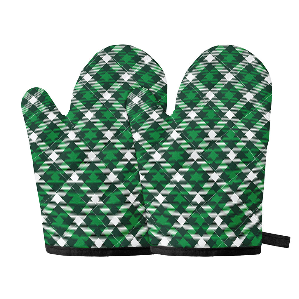 Saint Patrick's Day Plaid Pattern Print Oven Mitts