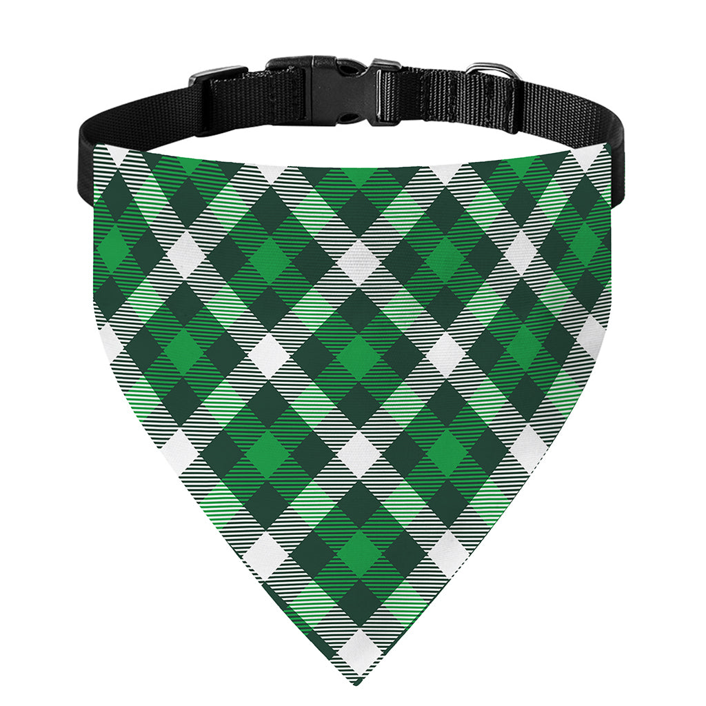 Saint Patrick's Day Plaid Pattern Print Over The Collar Dog Bandana