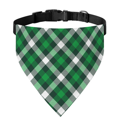 Saint Patrick's Day Plaid Pattern Print Over The Collar Dog Bandana