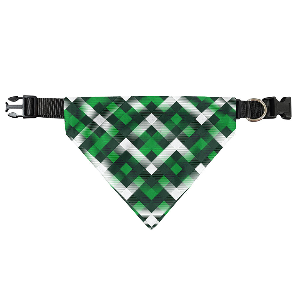Saint Patrick's Day Plaid Pattern Print Over The Collar Dog Bandana