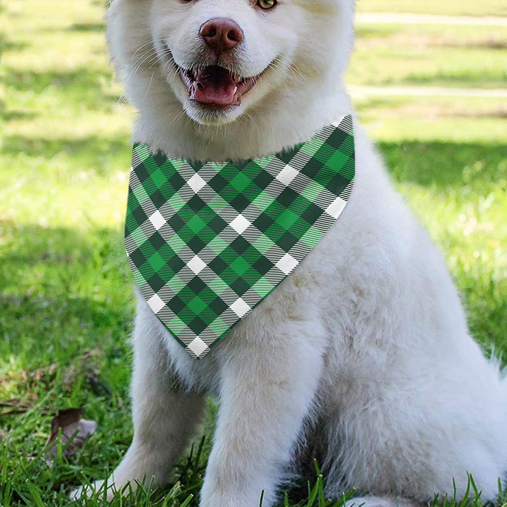 Saint Patrick's Day Plaid Pattern Print Over The Collar Dog Bandana