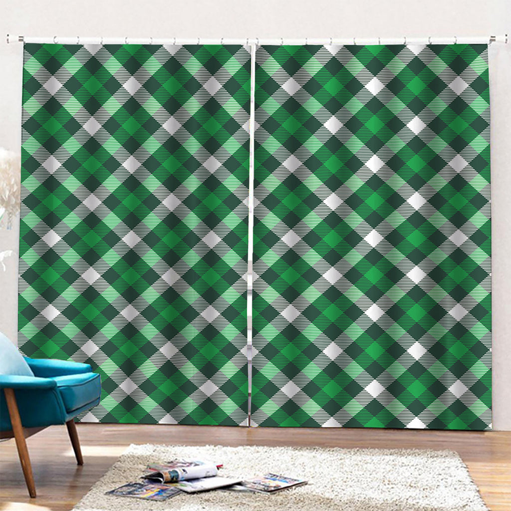 Saint Patrick's Day Plaid Pattern Print Pencil Pleat Curtains