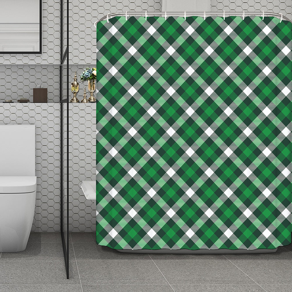 Saint Patrick's Day Plaid Pattern Print Polyester Shower Curtain