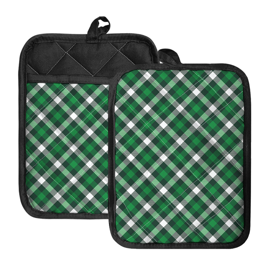 Saint Patrick's Day Plaid Pattern Print Pot Holders With Pocket