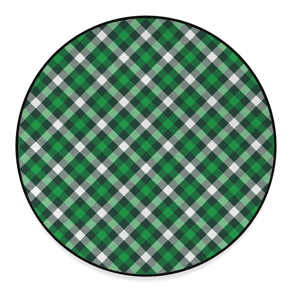 Saint Patrick's Day Plaid Pattern Print Round Floor Mat