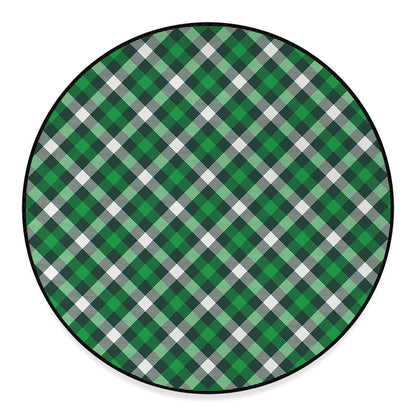 Saint Patrick's Day Plaid Pattern Print Round Floor Mat