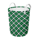 Saint Patrick's Day Plaid Pattern Print Round Laundry Basket
