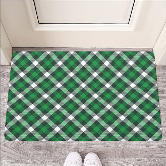 Saint Patrick's Day Plaid Pattern Print Rubber Doormat