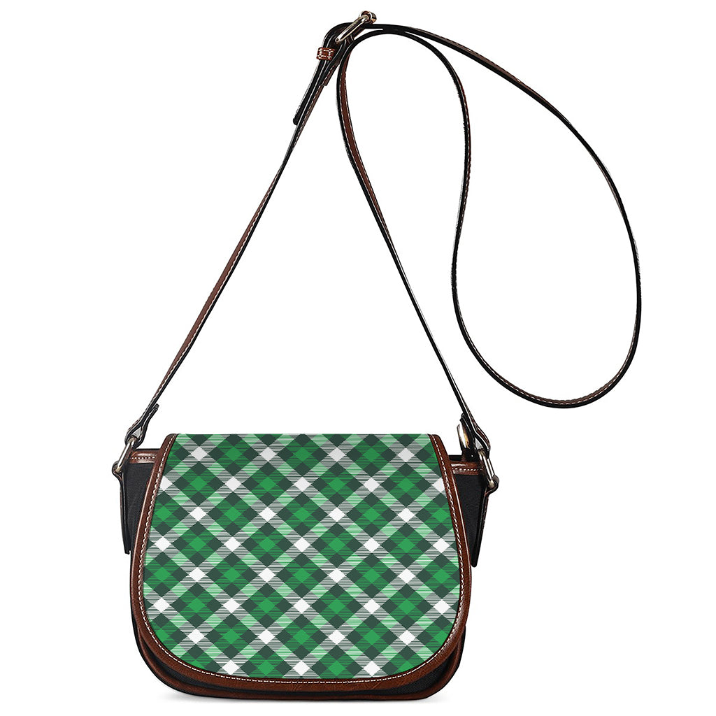 Saint Patrick's Day Plaid Pattern Print Saddle Bag