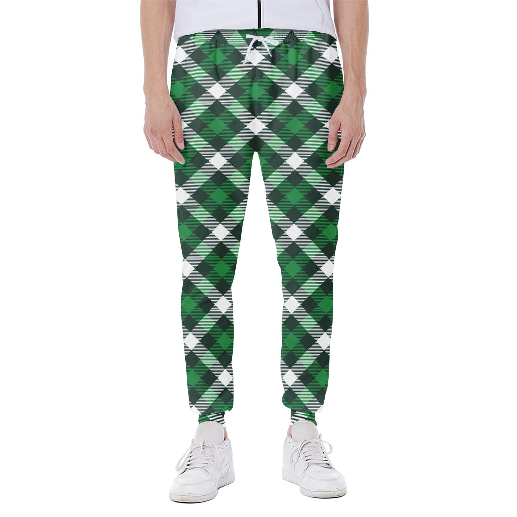 Saint Patrick's Day Plaid Pattern Print Scuba Joggers
