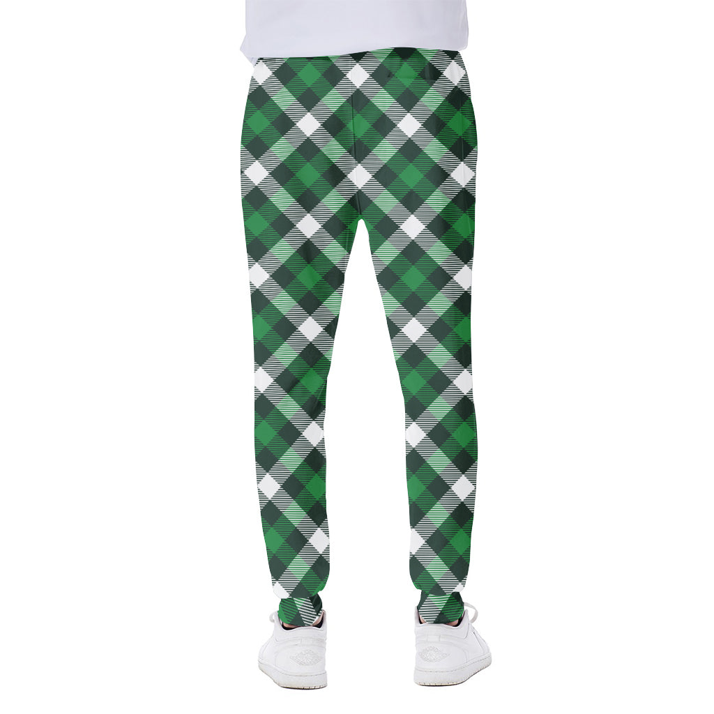 Saint Patrick's Day Plaid Pattern Print Scuba Joggers