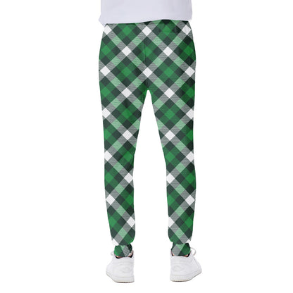 Saint Patrick's Day Plaid Pattern Print Scuba Joggers
