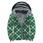 Saint Patrick's Day Plaid Pattern Print Sherpa Lined Zip Up Hoodie