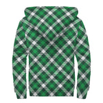 Saint Patrick's Day Plaid Pattern Print Sherpa Lined Zip Up Hoodie