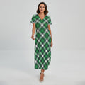 Saint Patrick's Day Plaid Pattern Print Short Sleeve Maxi Dress