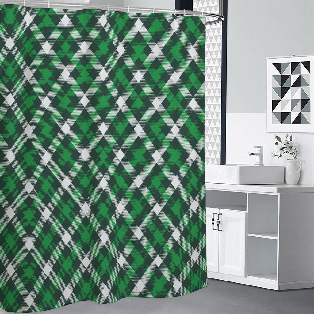 Saint Patrick's Day Plaid Pattern Print Shower Curtain