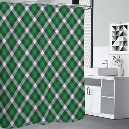 Saint Patrick's Day Plaid Pattern Print Shower Curtain