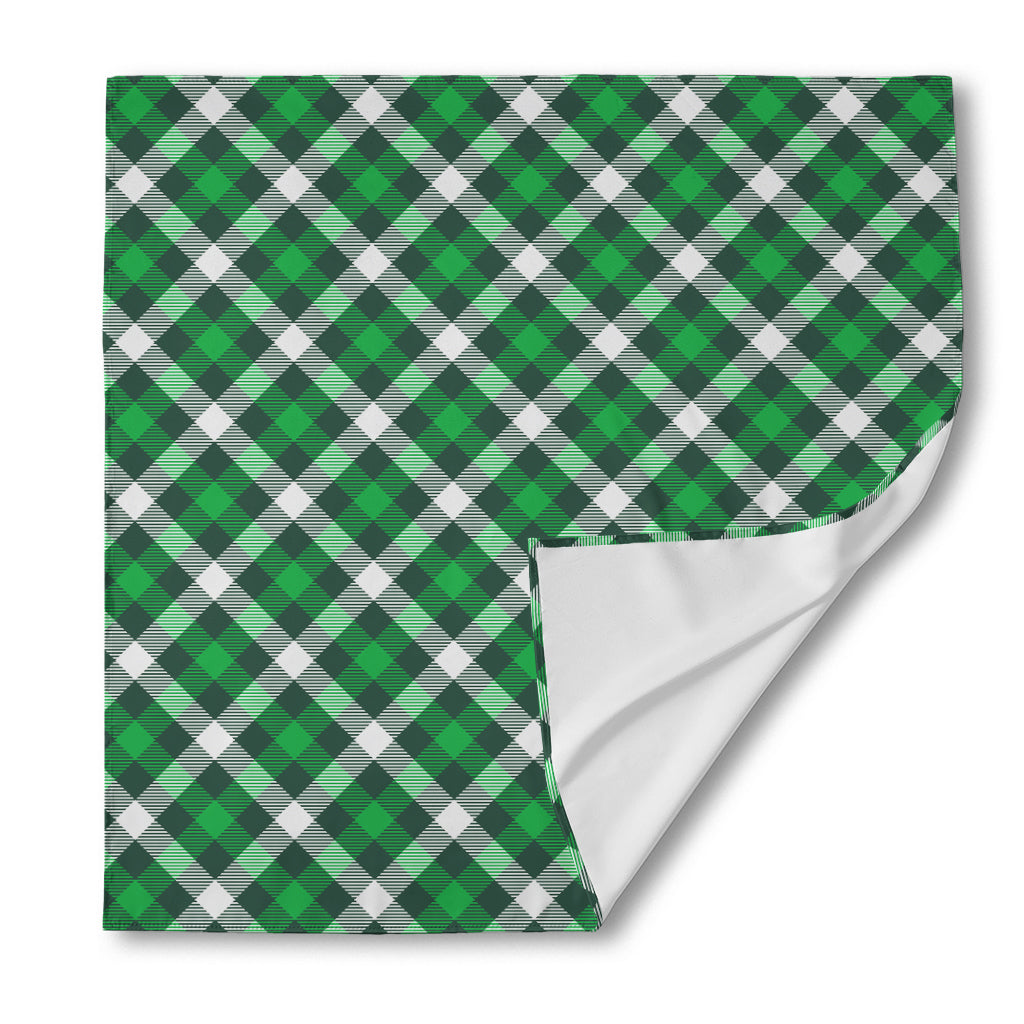 Saint Patrick's Day Plaid Pattern Print Silk Bandana