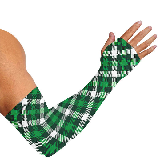 Saint Patrick's Day Plaid Pattern Print Sun Protection Arm Sleeves