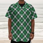 Saint Patrick's Day Plaid Pattern Print Textured Short Sleeve Shirt