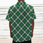 Saint Patrick's Day Plaid Pattern Print Textured Short Sleeve Shirt