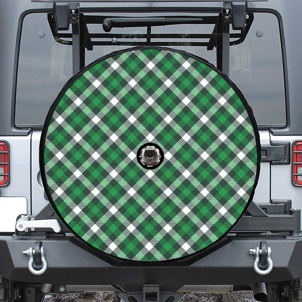 Saint Patrick's Day Plaid Pattern Print Tire Cover With Camera Hole