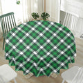 Saint Patrick's Day Plaid Pattern Print Waterproof Round Tablecloth