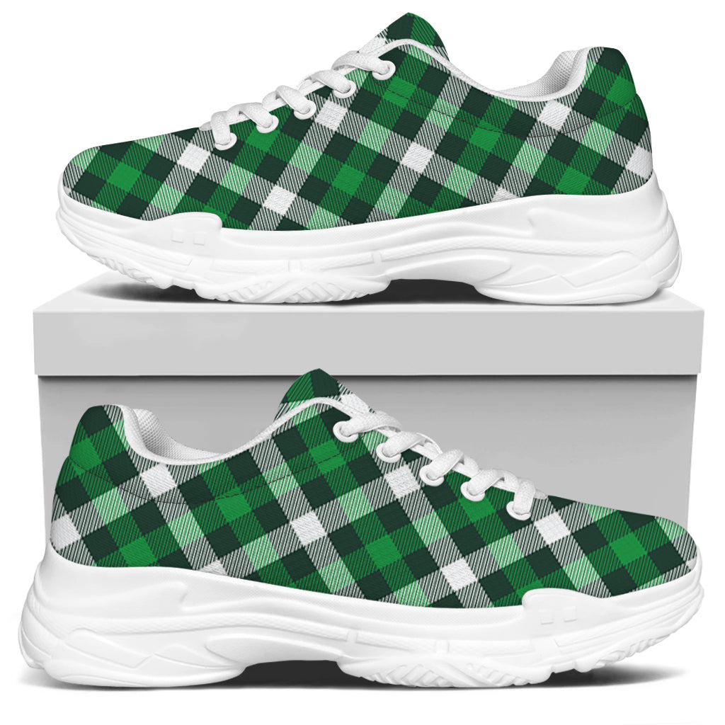 Saint Patrick's Day Plaid Pattern Print White Chunky Shoes