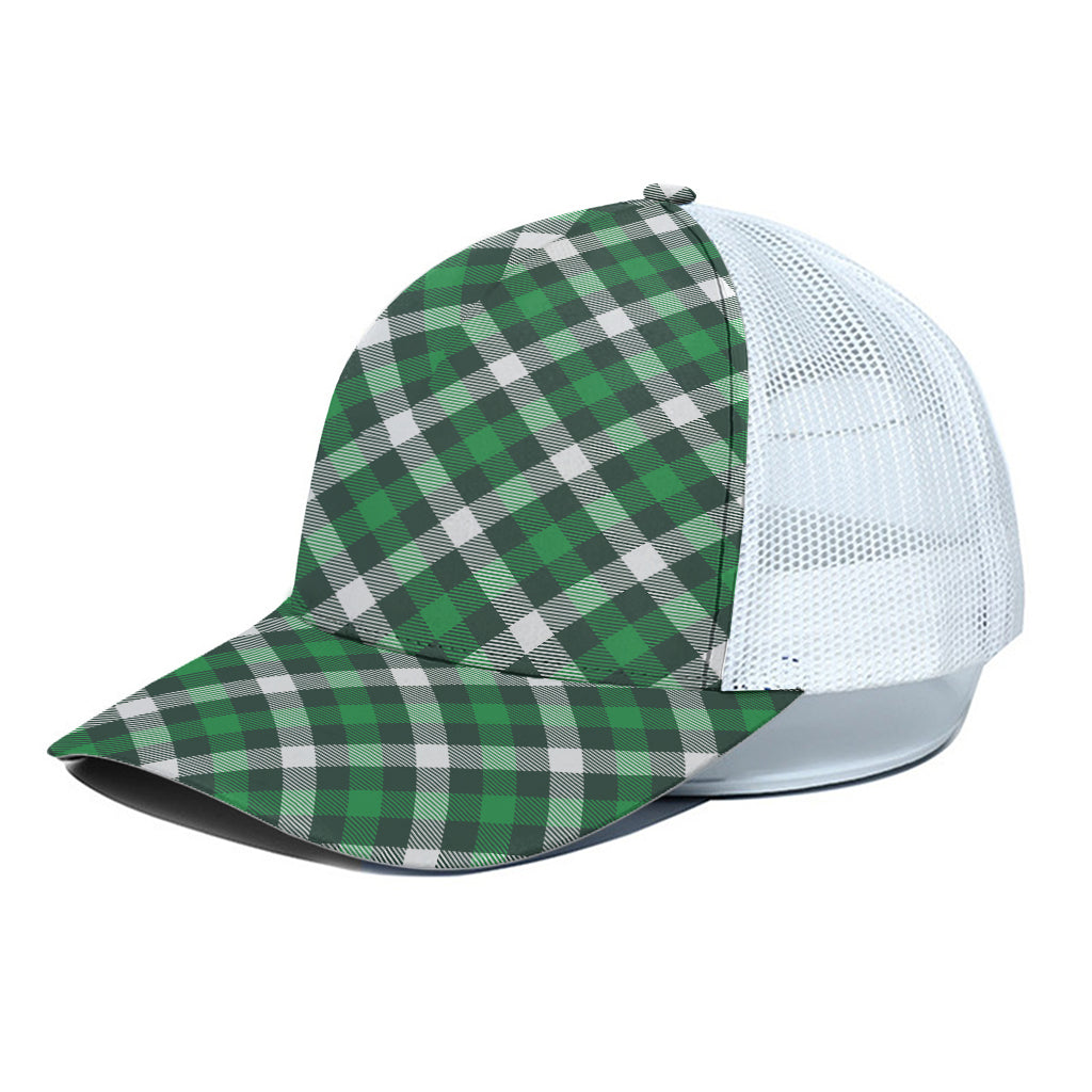 Saint Patrick's Day Plaid Pattern Print White Mesh Trucker Cap