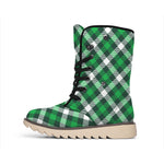 Saint Patrick's Day Plaid Pattern Print Winter Boots