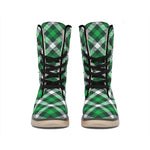 Saint Patrick's Day Plaid Pattern Print Winter Boots
