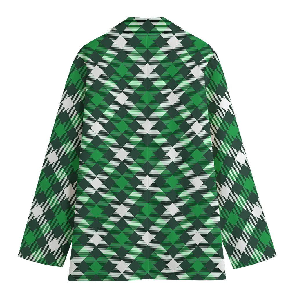 Saint Patrick's Day Plaid Pattern Print Women's Blazer