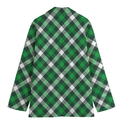 Saint Patrick's Day Plaid Pattern Print Women's Blazer