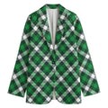 Saint Patrick's Day Plaid Pattern Print Women's Cotton Blazer