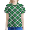 Saint Patrick's Day Plaid Pattern Print Women's Polo Shirt