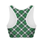 Saint Patrick's Day Plaid Pattern Print Women's Sports Bra