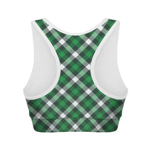 Saint Patrick's Day Plaid Pattern Print Women's Sports Bra