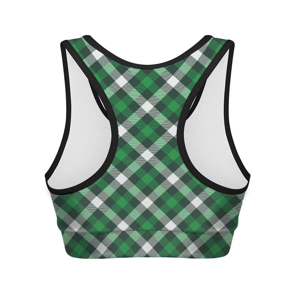 Saint Patrick's Day Plaid Pattern Print Women's Sports Bra