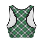 Saint Patrick's Day Plaid Pattern Print Women's Sports Bra