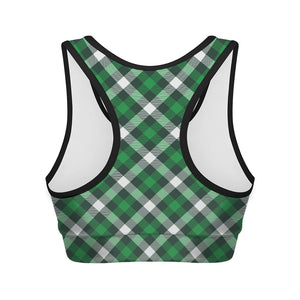 Saint Patrick's Day Plaid Pattern Print Women's Sports Bra