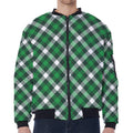 Saint Patrick's Day Plaid Pattern Print Zip Sleeve Bomber Jacket