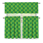 Saint Patrick's Day Scottish Plaid Print 3 Piece Kitchen Curtains