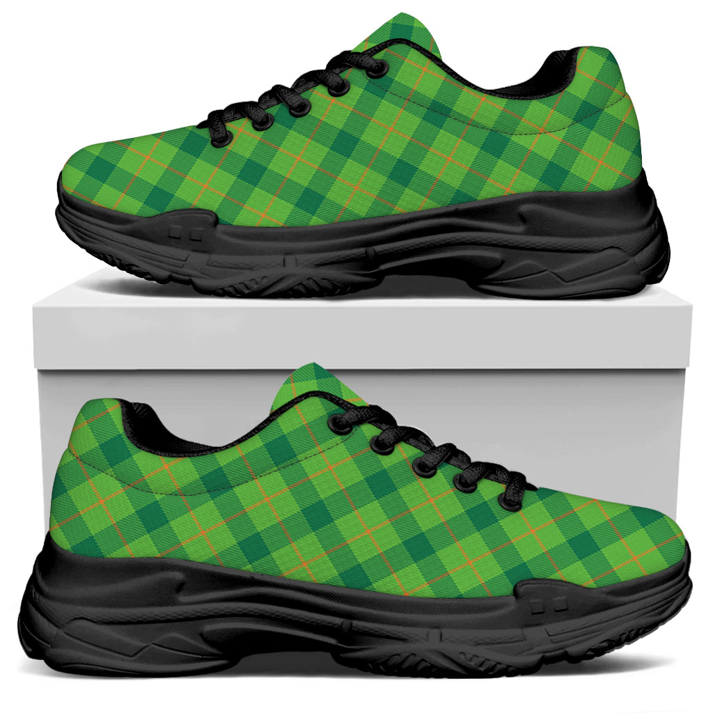 Saint Patrick's Day Scottish Plaid Print Black Chunky Shoes