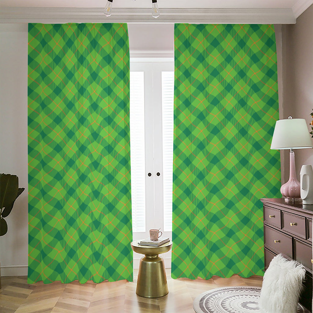 Saint Patrick's Day Scottish Plaid Print Blackout Pencil Pleat Curtains