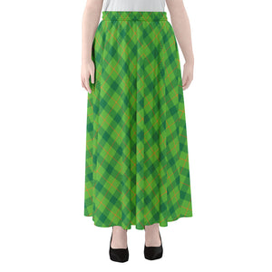 Saint Patrick's Day Scottish Plaid Print Chiffon Maxi Skirt