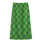 Saint Patrick's Day Scottish Plaid Print Cotton Front Slit Maxi Skirt