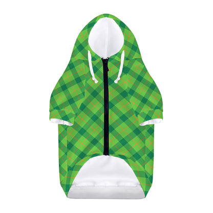 Saint Patrick's Day Scottish Plaid Print Dog Zip Up Hoodie