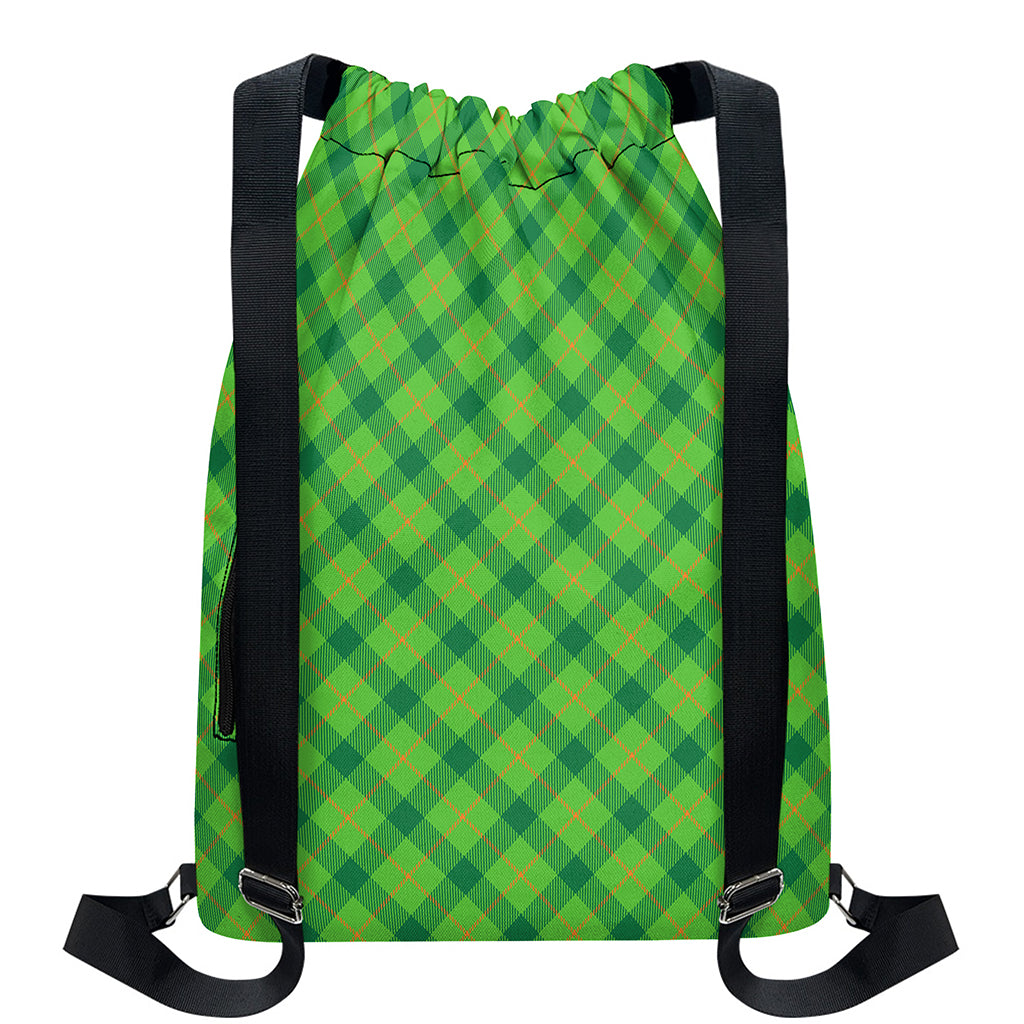 Saint Patrick's Day Scottish Plaid Print Drawstring Backpack